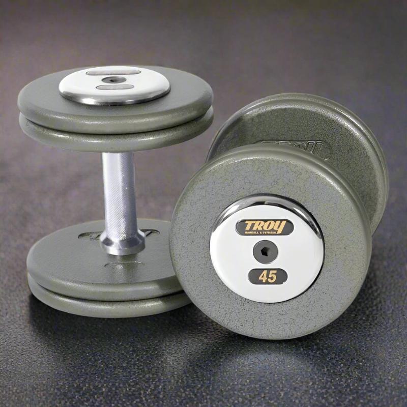 HFDC-C Troy Pro Style Hammer-tone Gray Dumbbell 45lb Pair