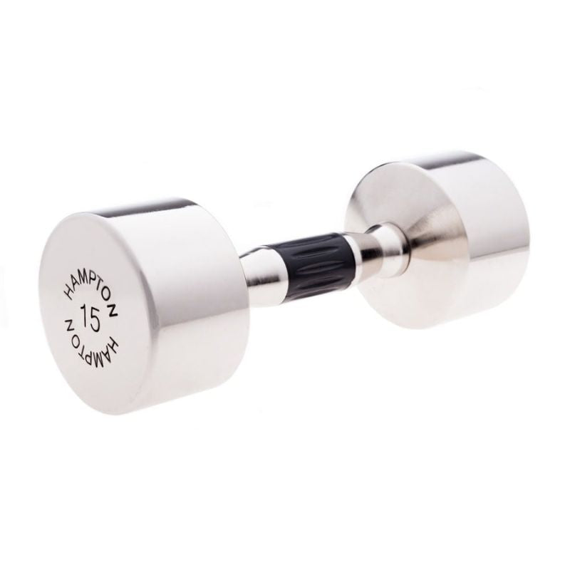Hampton Chrome Beauty-Grip Dumbbells 15 lbs on a white background