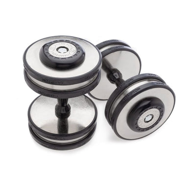 Hampton Eclipse Chrome Pro-Style Dumbbells Set  55 lbs Pair on a white background