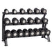 Hampton Fitness Gel-Grip® Urethane Dumbbells 5 lb to 50 lbs with 3 tier rack