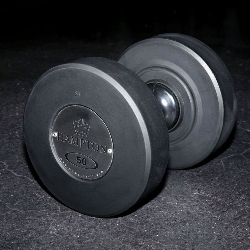 Hampton Fitness Gel-Grip® Urethane Dumbbells Sets 50 lbs on a gym floor