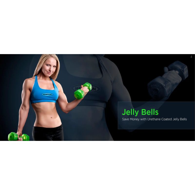 Hampton Fitness JELLY-BELL Urethane Aerobic Dumbbells | 8 Pair Pack ...