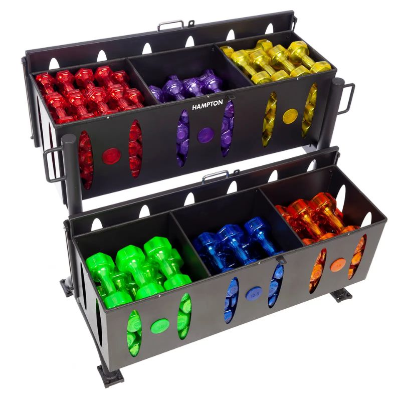 Hampton Fitness JELLY-BELL Urethane Aerobic Dumbbells _ Club Pack Six Top View