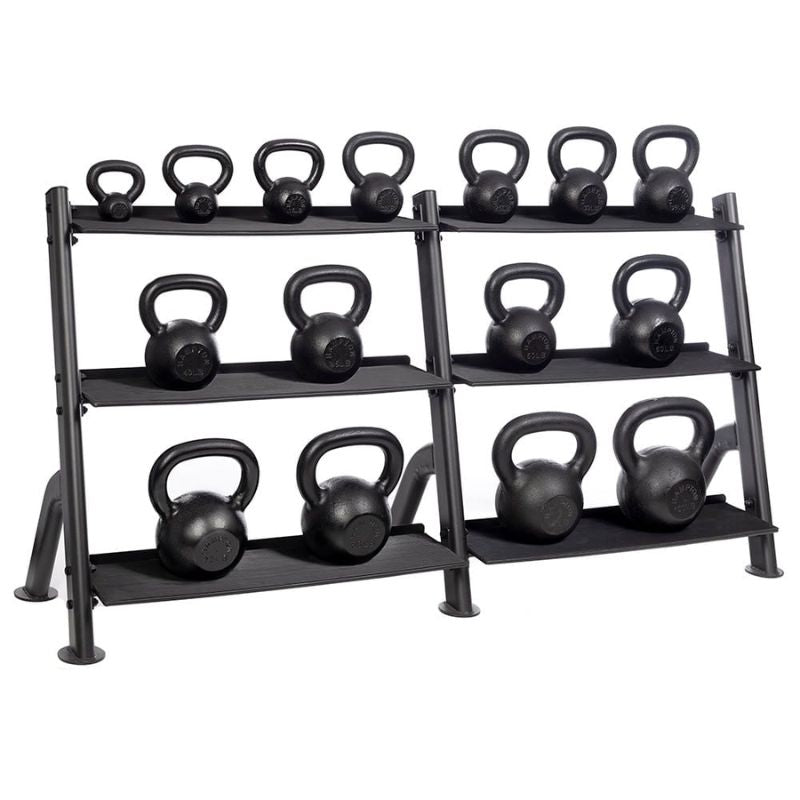 Hampton Fitness Traditional “Old School” Kettlebell Packs 5-100lb With 3 Tier Rack