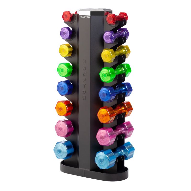Hampton Fitness JELLY-BELL Urethane Aerobic Dumbbells _ 8 Pair Pack - 2.5lb-25lb