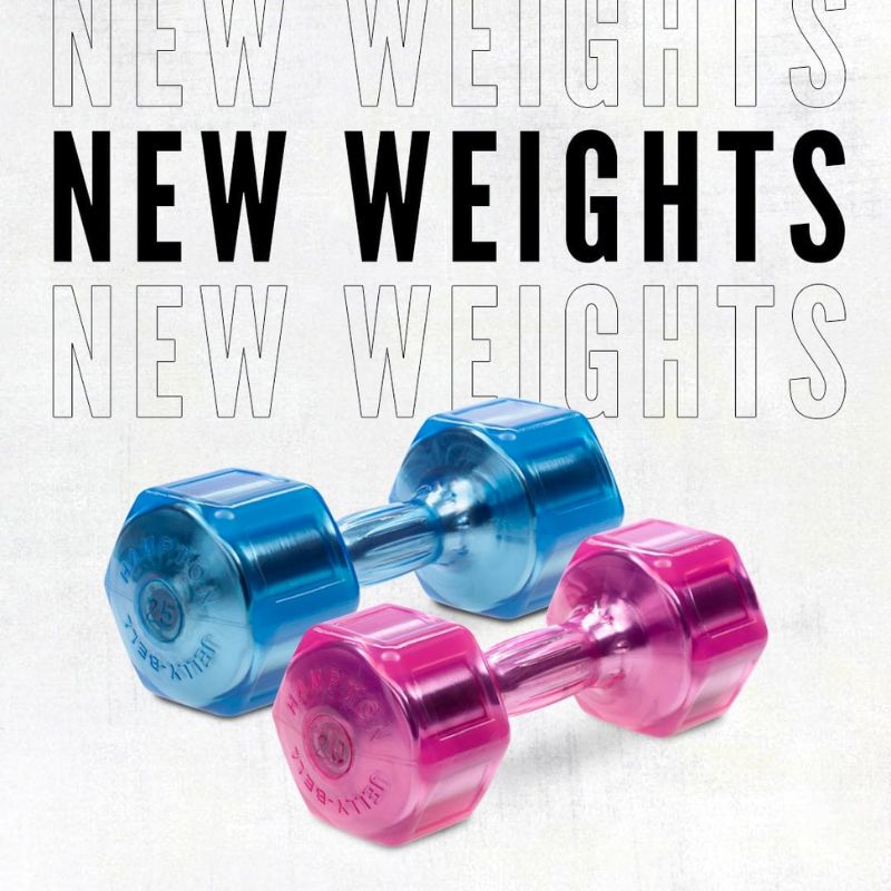 Hampton Fitness JELLY-BELL Urethane Aerobic Dumbbells _ 8 Pair Pack - 20 lb and 25 lb