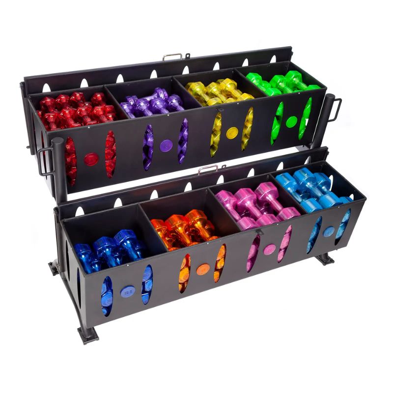 Hampton Fitness JELLY-BELL Urethane Aerobic Dumbbells _ Club Pack Eight Top View