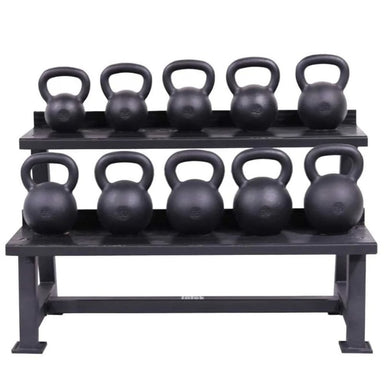 Intek Strength Kettle Bell Rack With Kettle Bell Sample Black Front View