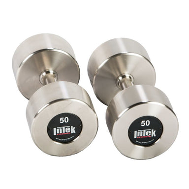 Intek Strength Custom Logo Delta Series Stainless Steel Dumbbells 50 lbs Pair