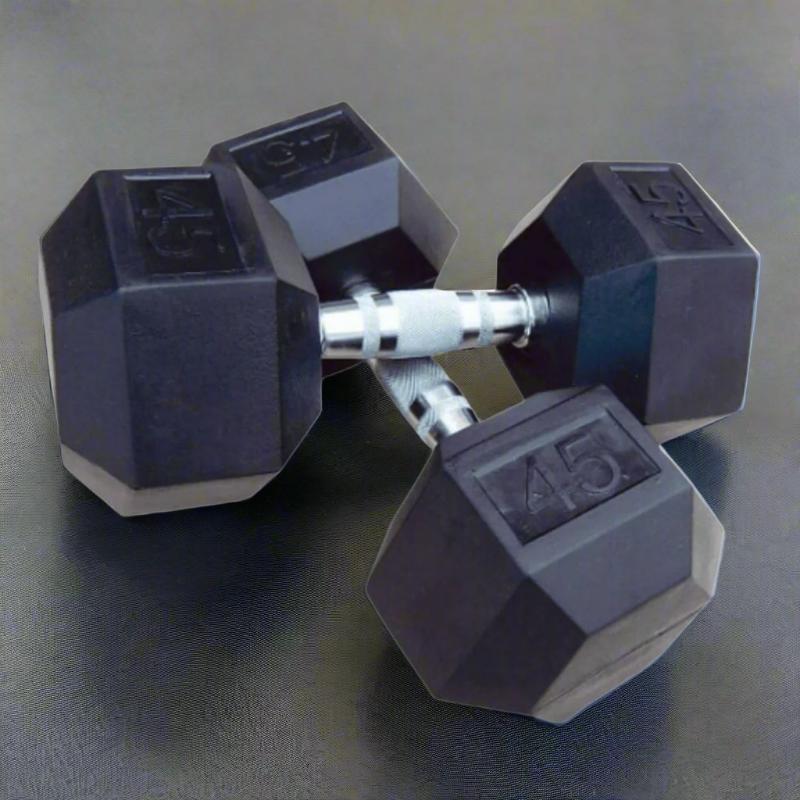 Intek Rubber Hex Dumbbells Set | RCHCRSET-030-075 45lbs Pair