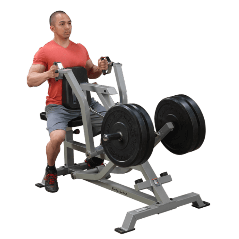 LVSR  Body Solid Pro Clubline Leverage Seated Row Sample Exercise with Plate