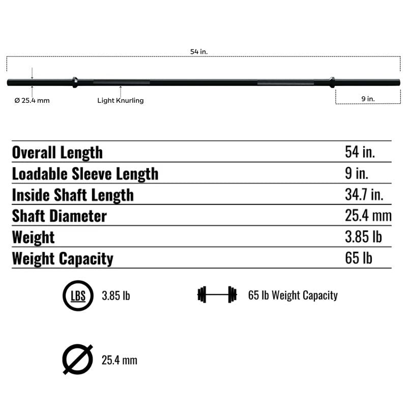 Lightweight Standard Training Bar Features and Dimensions
