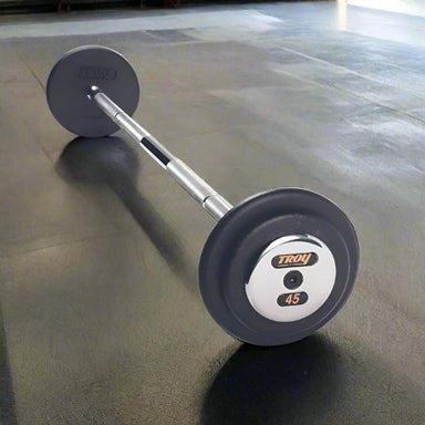 PFB-C TROY Pro Style Straight Barbell Black Plates Chrome End Caps 45 lb