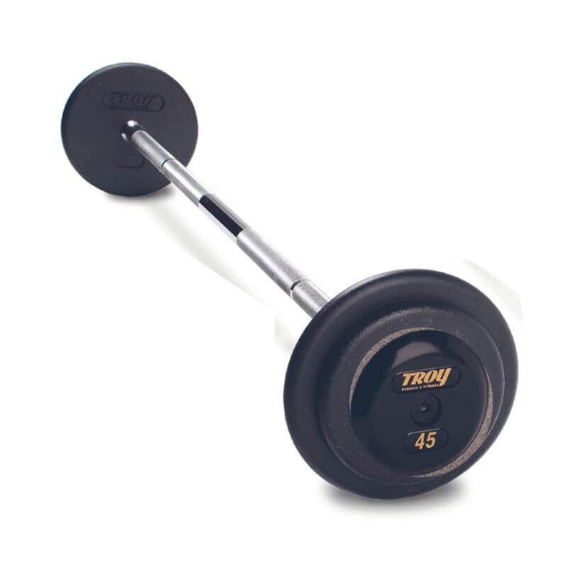 PFB-R TROY Pro Style Straight Barbell-Black Plates Rubber End Caps 45 lb