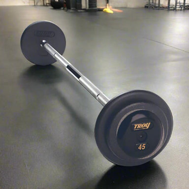 PFB-R TROY Pro Style Straight Barbell Set-Black Plates Rubber End Caps 45lb