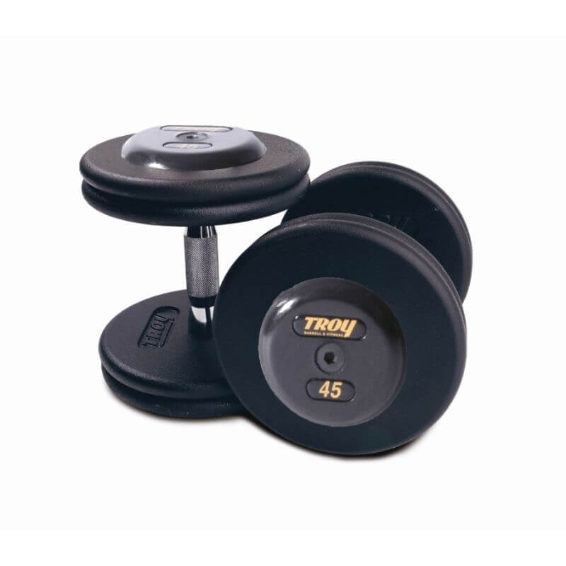 PFDC-R TROY Pro-Style Black Dumbbell RubberEnd Caps 45 lb