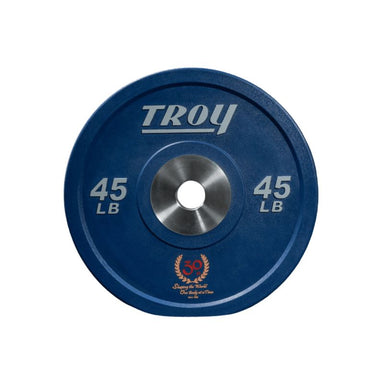 PO-SBPL Troy Performance Color Rubber Bumper Plate with Custom Logo 45 lb Blue