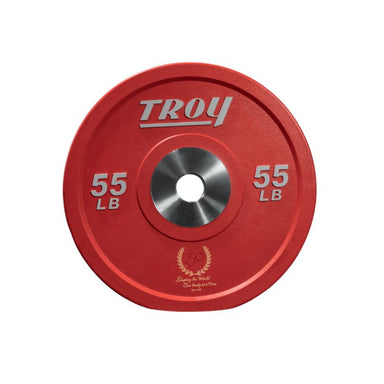 PO-SBPL Troy Performance Color Rubber Bumper Plate with Custom Logo 55 lb Red