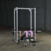 PPR200X  Body Solid Powerline Power Rack Sample Exercise with Barbell and Bench