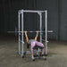 PPR200X  Body Solid Powerline Power Rack Sample Exercise with Barbell and Bench