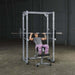 PPR200X  Body Solid Powerline Power Rack Sample Exercise with Barbell and Bench