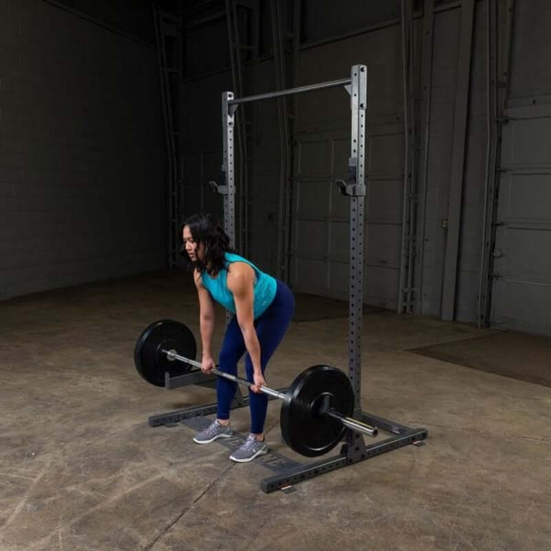 PPR500  Body Solid Powerline Half Rack Sample Exercise with Barbell