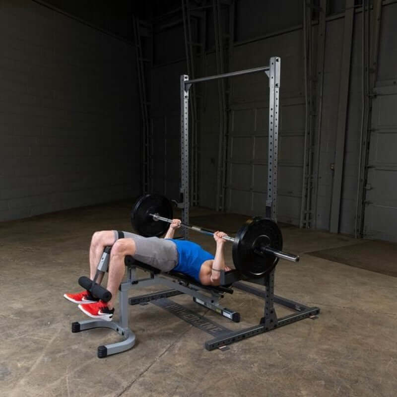 PPR500  Body Solid Powerline Half Rack Sample Exercise with Barbell