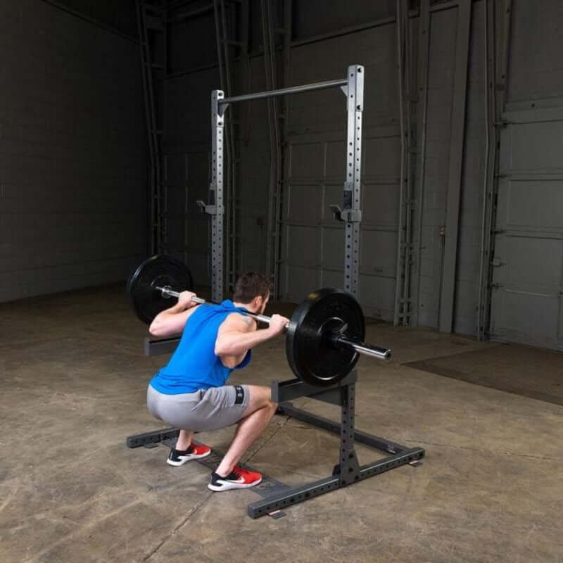 PPR500  Body Solid Powerline Half Rack Sample Exercise with Barbell