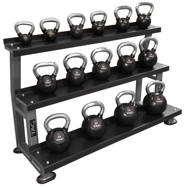 TAG Fitness 3-Tier Kettle Bell Rack - Black Frame | RCK-KBR3-B