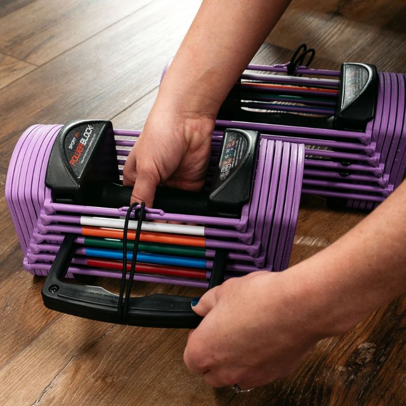 PowerBlock Sport 24 Adjustable Dumbbells Lavender 1 lb to 24 lb Adjustable Dumbbells