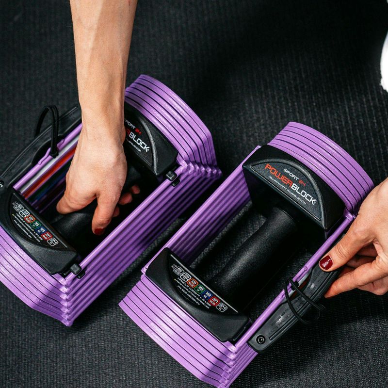 PowerBlock Sport 24 Adjustable Dumbbells Lavender Grip Details