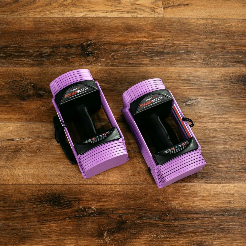 PowerBlock Sport 24 Adjustable Dumbbells Lavender Top View Adjustable Dumbbells