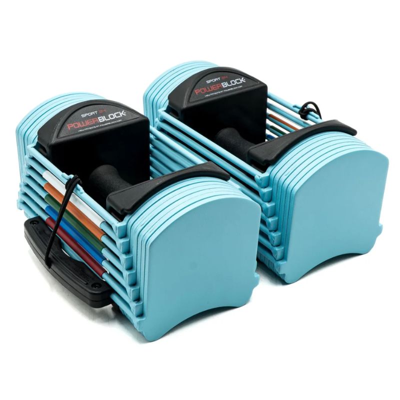 PowerBlock Sport 24 Adjustable Dumbbells Light Blue 1 lb to 24 lb Adjustable Dumbbells