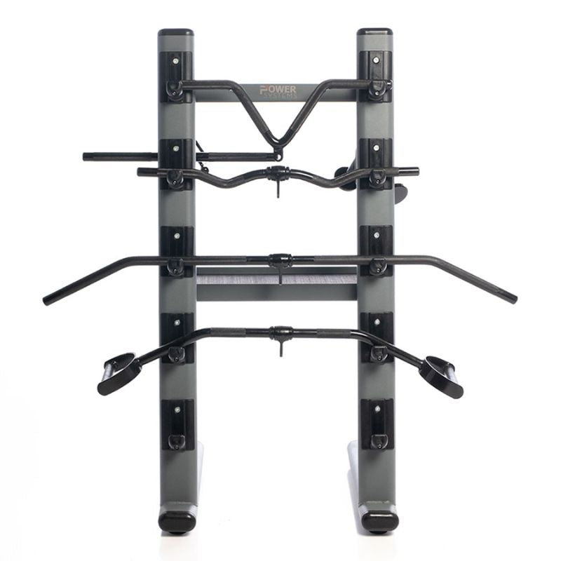 Power Systems Black Chrome Cable Attachments Bar and Accessory Rack with Attachments Front View Complete Set