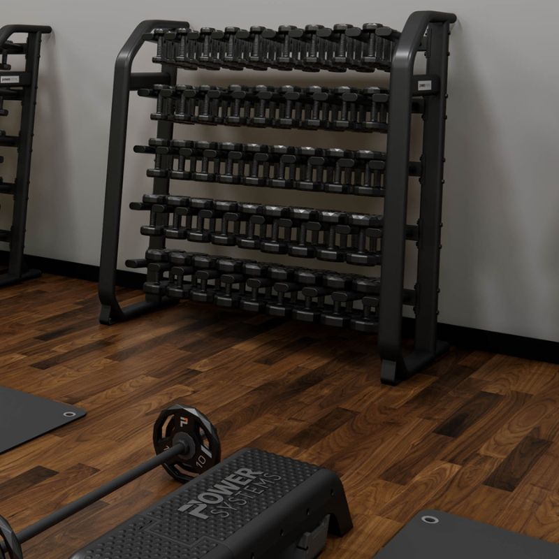 Power Systems Denali Series Vertical Dumbbell Rack Main Display with Set of Dumbbells