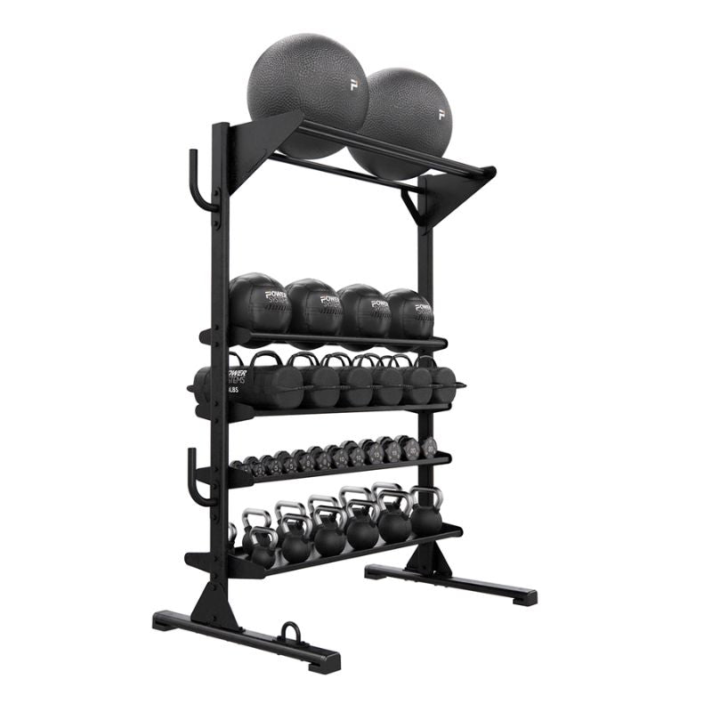 Power Systems Elite Black Textured Rubber Kettlebell with Accessory Rack