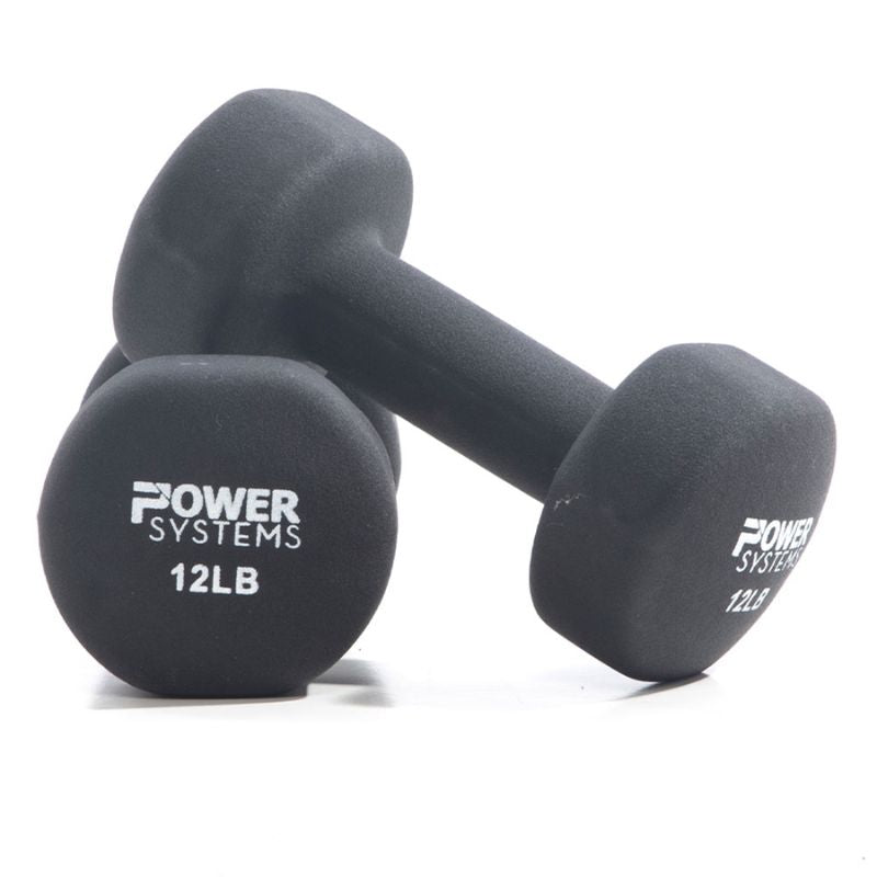 Power Systems Premium Neoprene Dumbbell Black 12 lb Pair