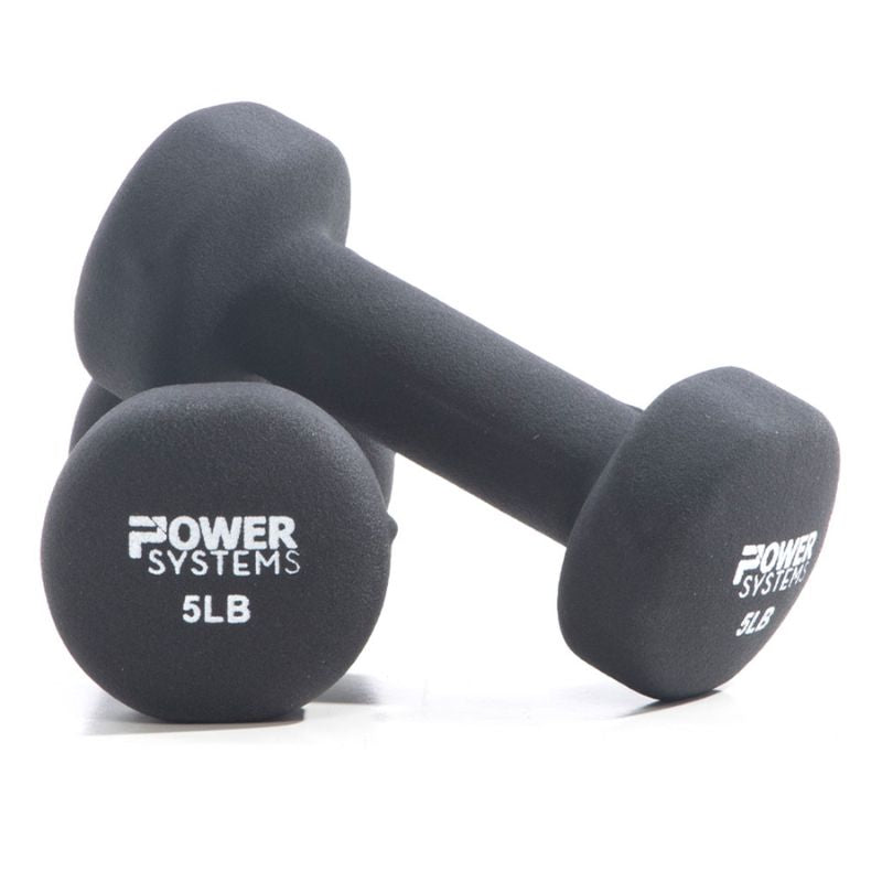 Power Systems Premium Neoprene Dumbbell Black 5 lb Pair