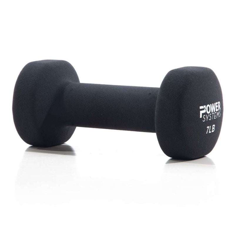 Power Systems Premium Neoprene Dumbbell Black 7 lb Right Side View