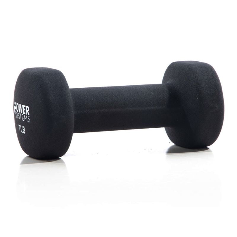 Power Systems Premium Neoprene Dumbbell Black 7 lb Side View