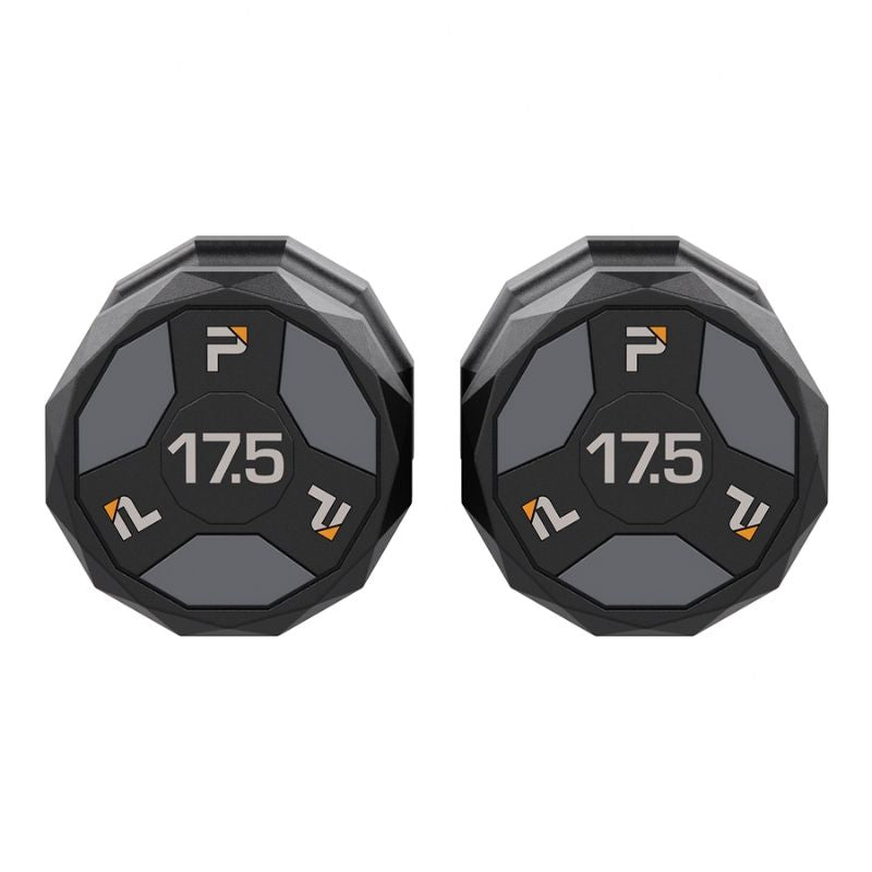 Power Systems Urethane Cardio Dumbbell Gray 17.5 lbs Pair Front View