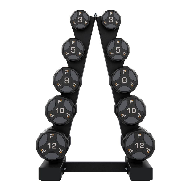 Power Systems Urethane Cardio Dumbbell Gray Set with A Rack