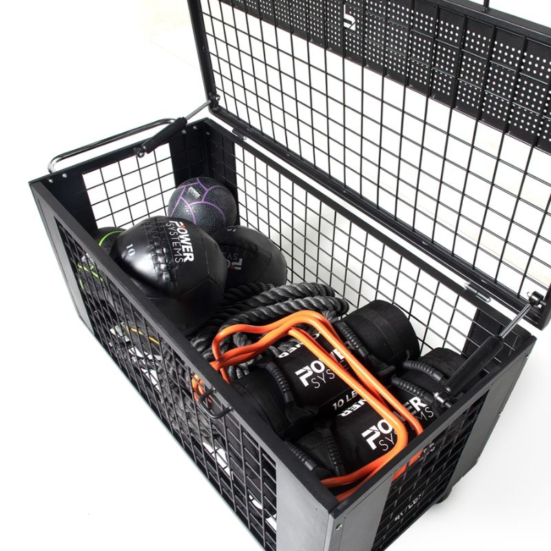 Power Systems APEX Cage  with Balls, Performance Bags, Hurdles, and Ropes Top View Open Cage