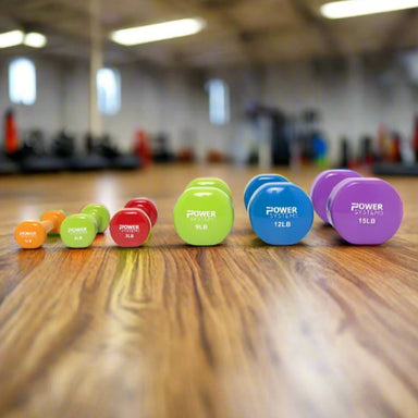 Power Systems Deluxe Vinyl Dumbbell Prime Set inside Gym