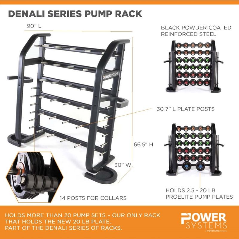Power Systems Denali Series Barbell Plate Rack Specifications and Dimensions