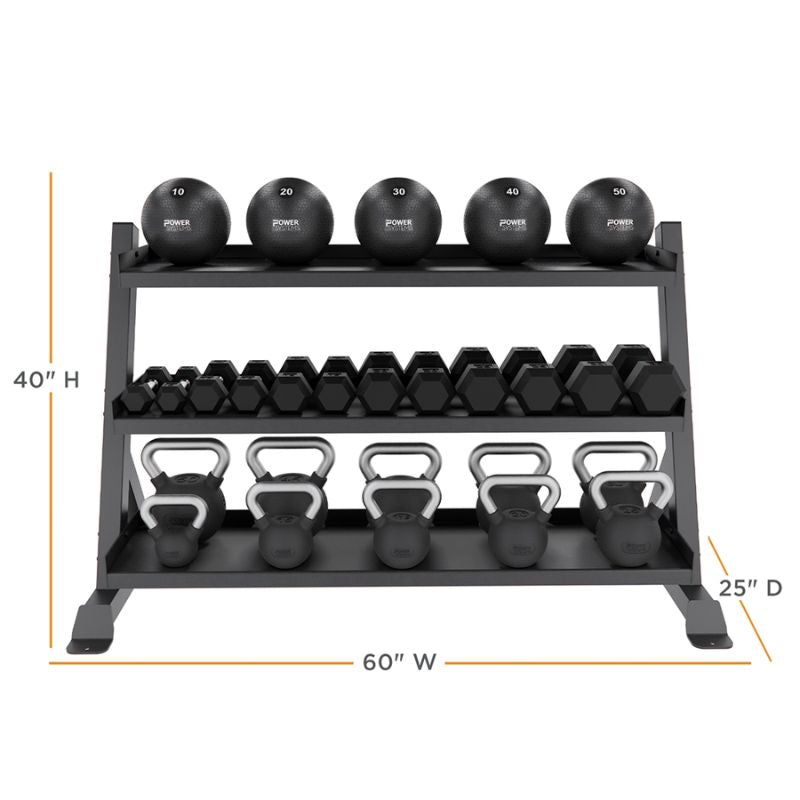 Power Systems Granite Series Multipurpose Rack - Three Tier Rack Dimensions