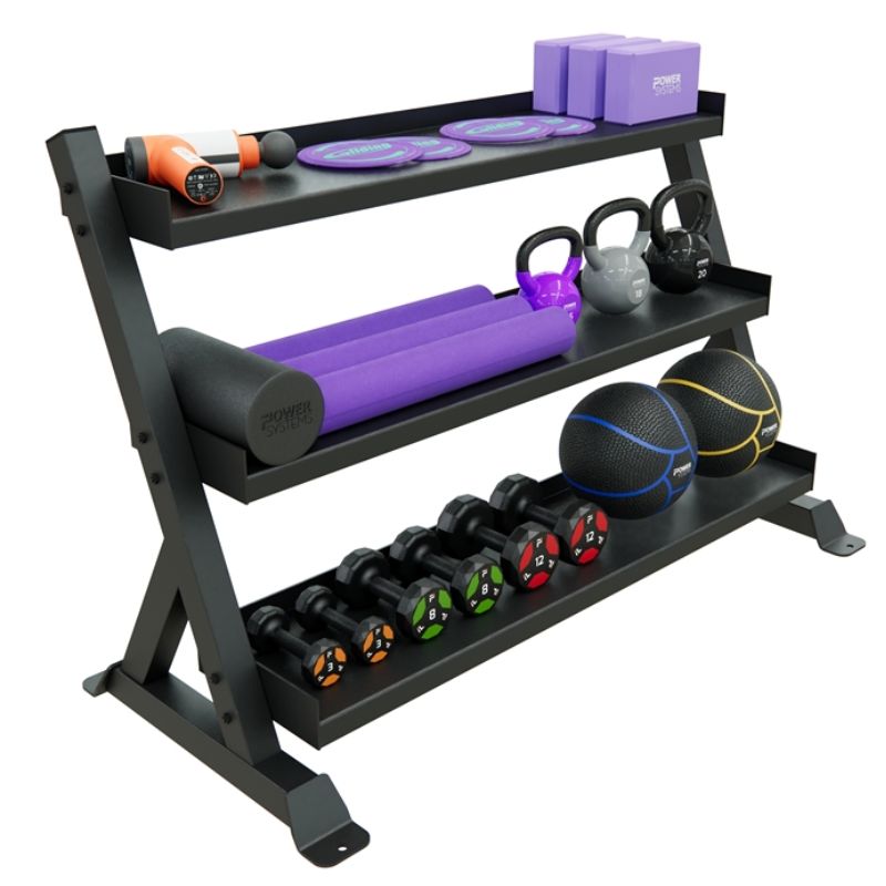 Power Systems Granite Series Multipurpose Rack - Three Tier Rack Side View with other Accessories