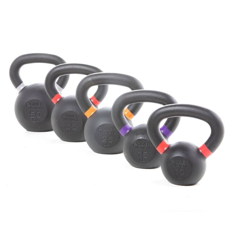 Power Systems Kettlebell Prime 50 lbs, 35 lbs, 25 lbs, 15 lbs, and 10 lbs