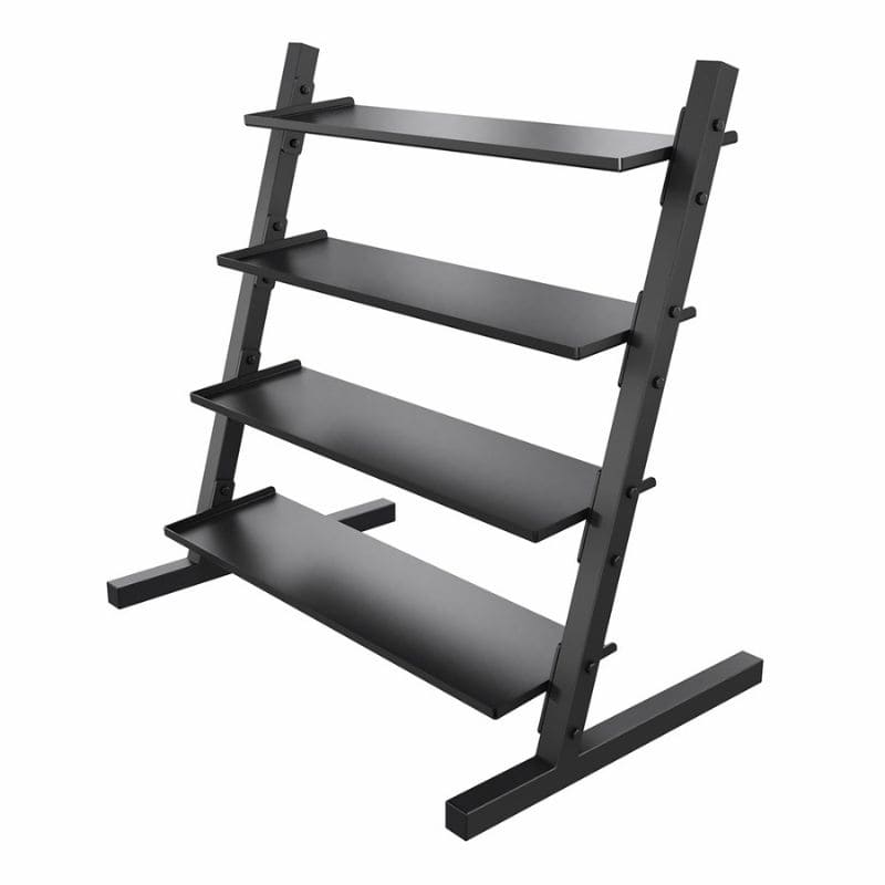 Power Systems Neoprene/Vinyl Dumbbell 4-Tier Rack w/ Black Neoprene Dumbbell Set 1-15 lbs | 61779 Side View