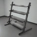 Power Systems Neoprene/Vinyl Dumbbell 4-Tier Storage Rack Empty Rack inside Gym